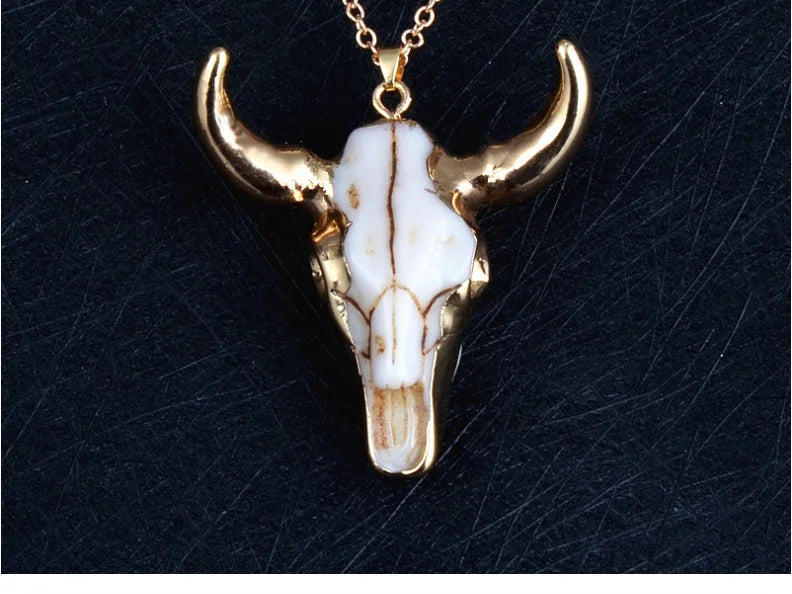 Gold Marble Bull Necklace