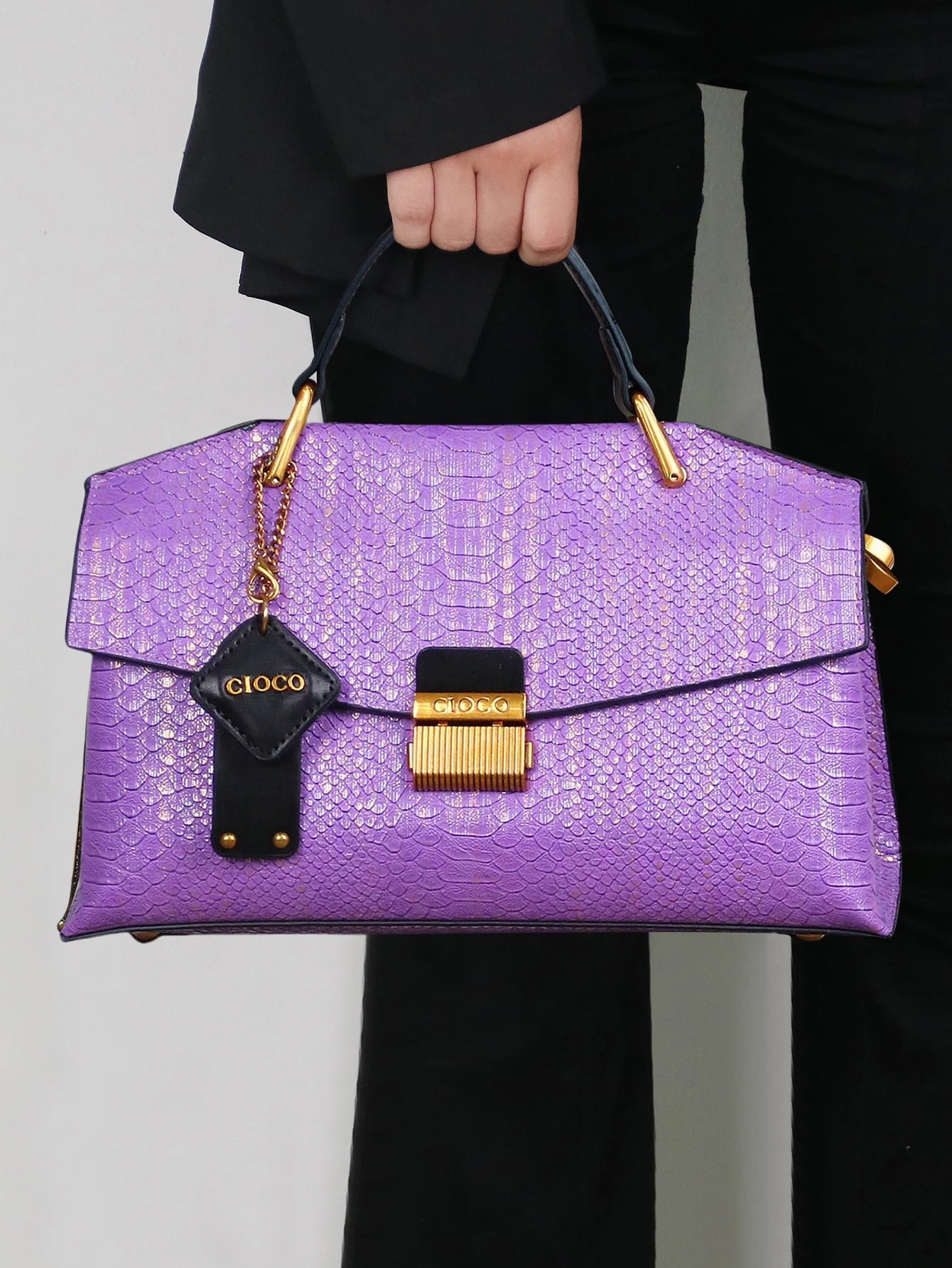 Embossed Snake-Print Bag