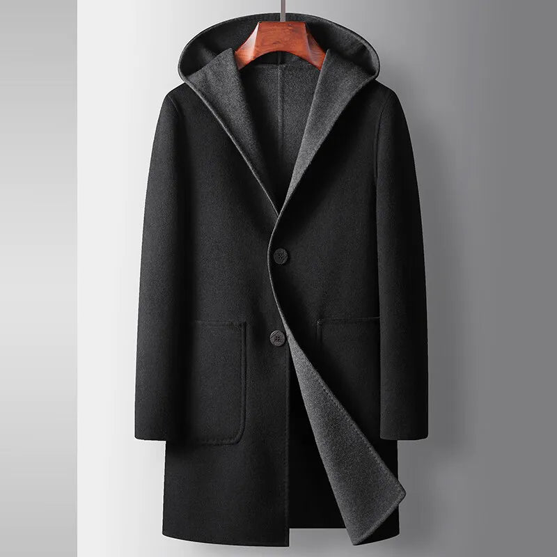 Luciano Hooded Wool Overcoat
