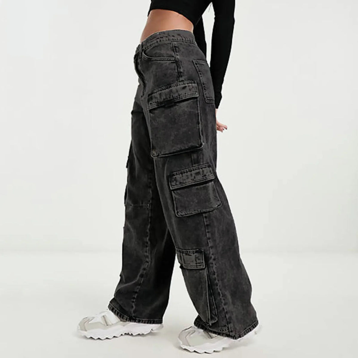 Acid Wash Cargo Denim