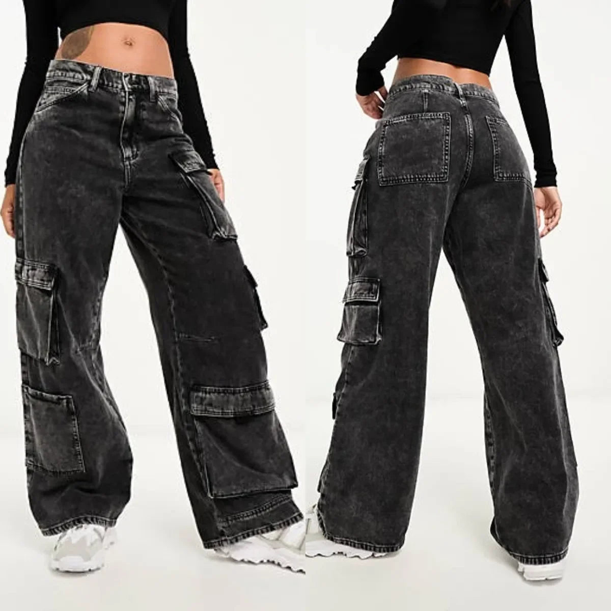 Acid Wash Cargo Denim